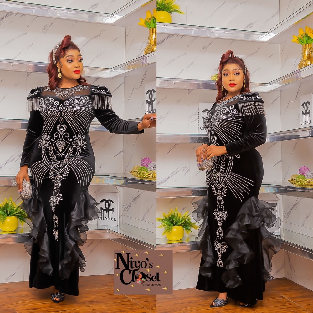 Turkey black maxi long sleeves luxury dress